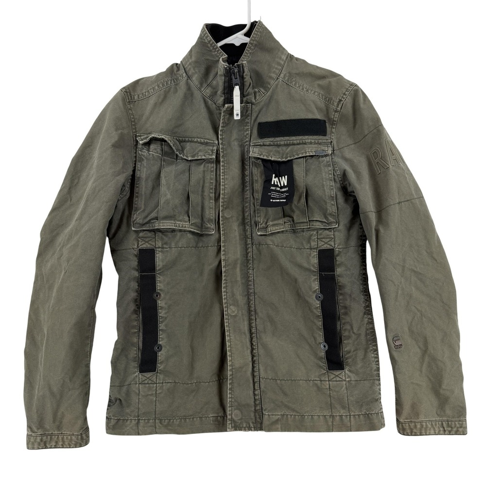 G-Star RAW Jacket Mens Small Green Canvas Military Zip Utility Pockets‎ Gorpcore